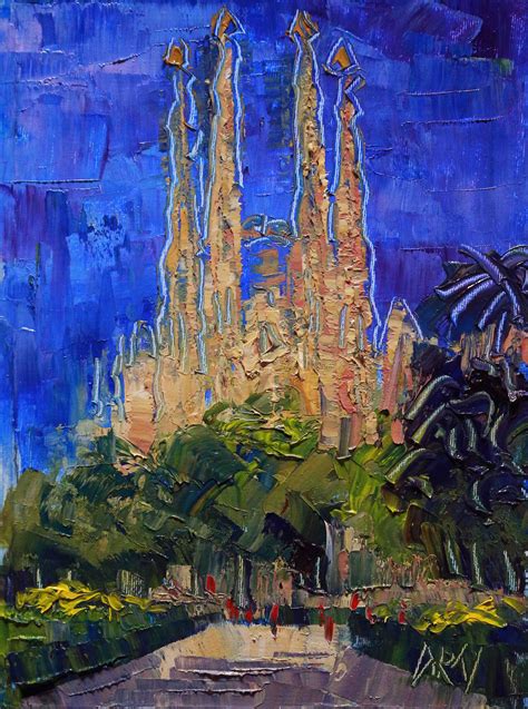 Sagrada Familia Barcelona Oil On Canvas X Cm Building Art