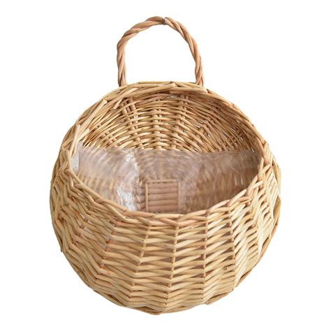Moqin Hanging Wicker Basket For Plant Decorative Wall Hanging Rattan