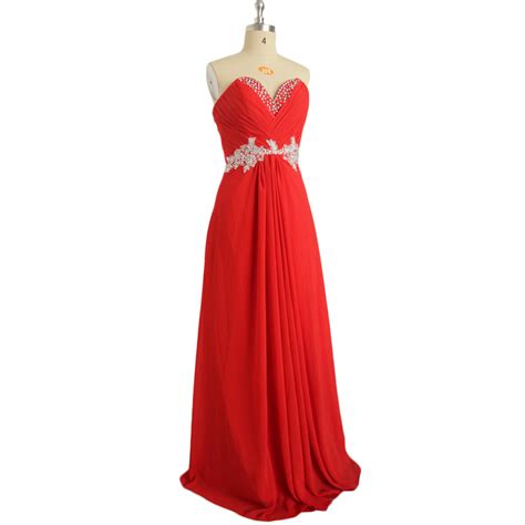 2019 Red Prom Dresses Long Strapless Prom Dresses A Line Chiffon