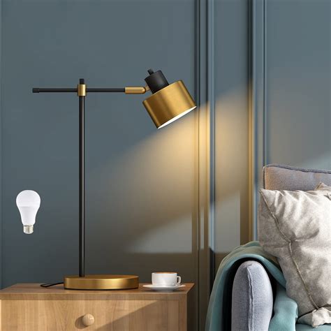 Oyears Modern Industrial Desk Lamp For Reading Led Metal Table