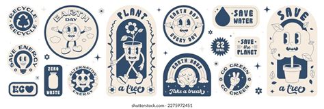 Set Retro Old School Stickers Illustration Stock Vector Royalty Free