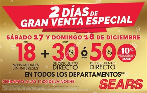 2 Días de Gran Venta Especial en Sears Hasta 30 de descuento directo