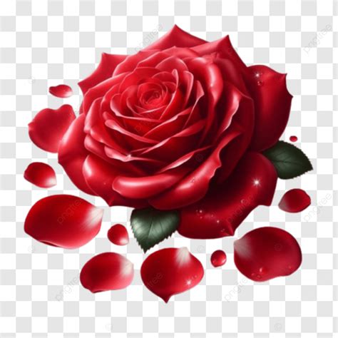 Rose Rouge Avec Des P Tales Pars Image De Conception Et Clipart Png