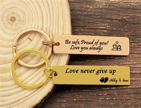 Personalized Keychain Gift for Him Engraved Keychain Custom Stainless Steel Keychain ...