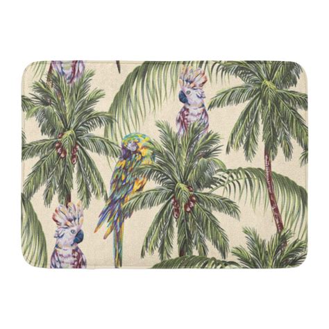 Kdagr Tropical Floral Pattern Parrots Exotic Birds Palm Trees Leaves