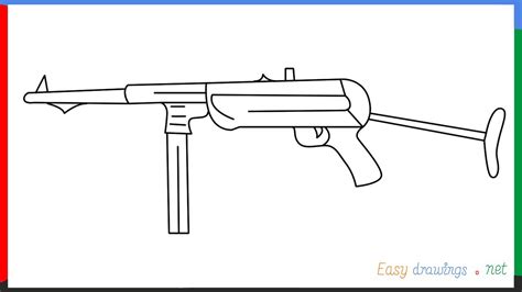 How to draw mp40 step by step for beginners - YouTube