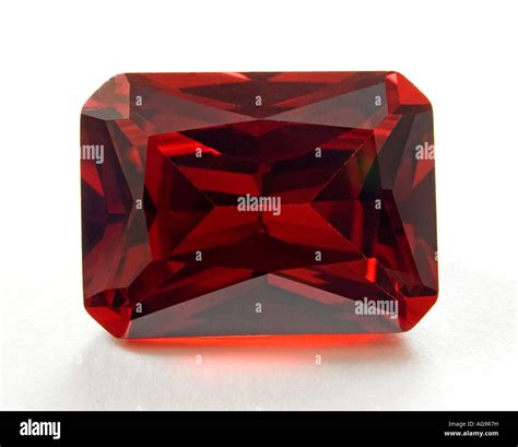 Octagon Cut Garnet Lab Created Stock Photo Alamy