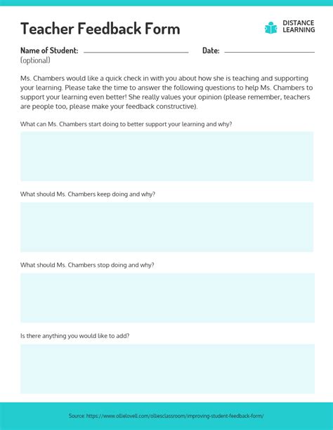 Teacher Feedback Form Template