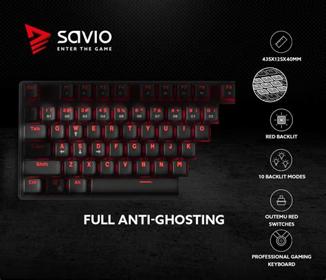 Mechanical Gaming Keyboard Savio Tempest Rx Full Outemu Red