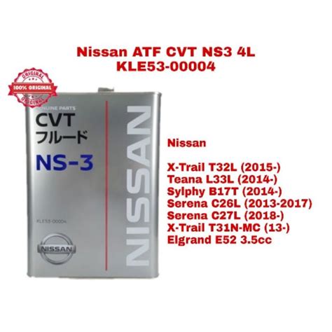 Nissan Cvt Fluid Ns Liters For Serena Teana X Trail Z Sylphy