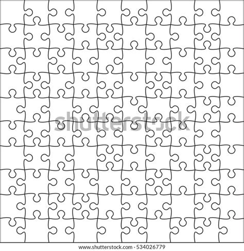 White Puzzles Pieces Arranged Square