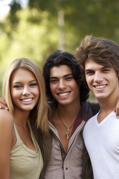 Premium Ai Image Portrait Of Happy Group Of Friends Smiling Standing