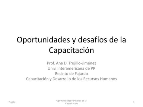 Ppt Oportunidades Y Desaf Os De La Capacitaci N Powerpoint