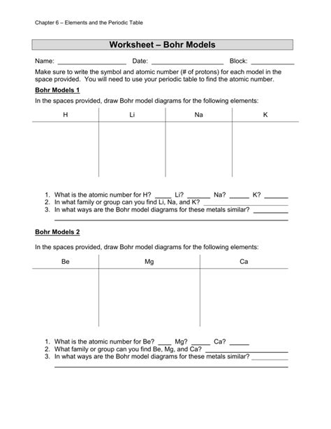 Bohr Model Diagrams Worksheet Answers E Street Light