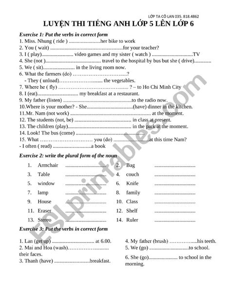 English Exam Grade 5 Esl Worksheet By Luuhuonglan286