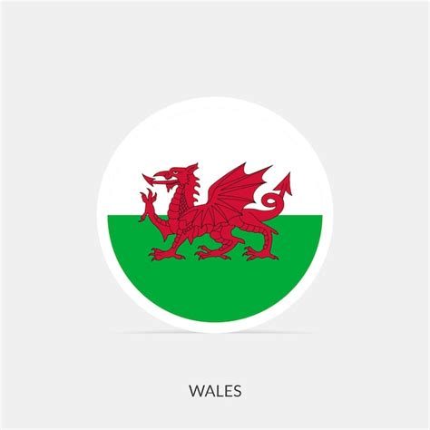 Premium Vector Wales Round Flag Icon With Shadow