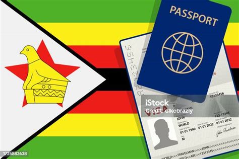 Visa To Zimbabwe And Passport Zimbabwean Flag Background Vector Illustration Stock Illustration