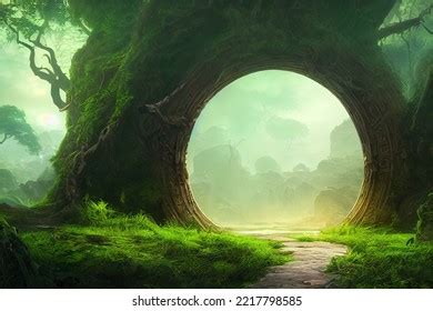 Fantasy Concept Showing Ancient Dimensional Portal Stock Illustration ...