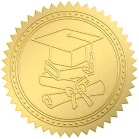 25 Sheets Embossed Graduation Cap Diploma Gold Certificate Seals Self