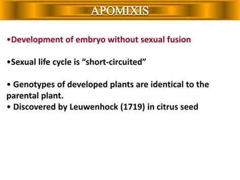 Apomixis in plants