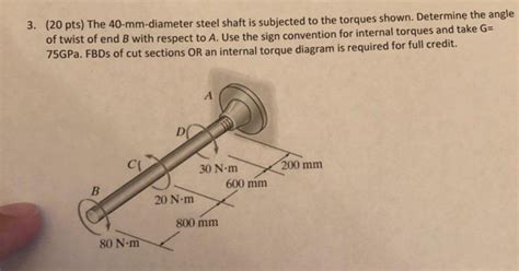 Solved O Pts The Mm Diameter Steel Shaft Is Chegg