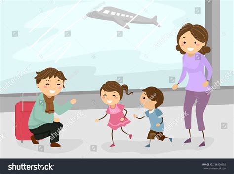 Ilustración de la familia Stickman dando vector de stock libre de