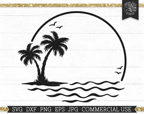 Palm Tree Svg Circle Monogram Frame Cut File For Cricut Ocean Etsy