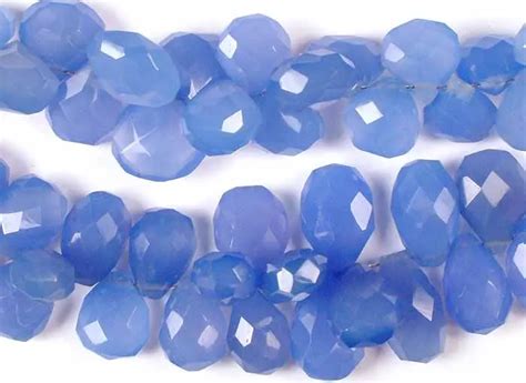 Blue Chalcedony Faceted Briolette Exotic India Art