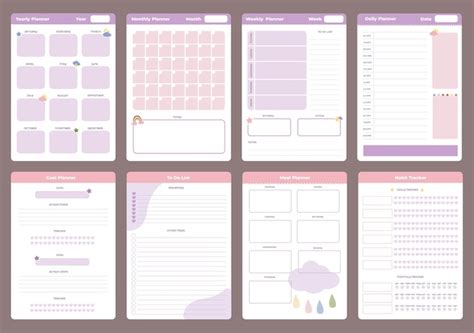 Premium Vector | Cute planner templates Weekly monthly and yearly ...