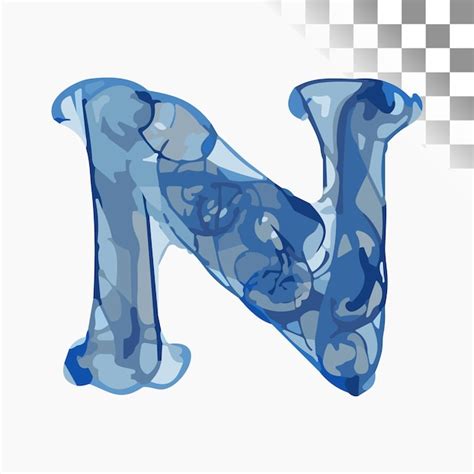 N Dise O De Letras Fuente Elegante Azul Humo Alfabeto Vector Premium