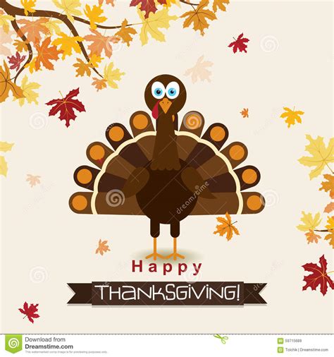 Template Greeting Card With A Happy Thanksgiving Turkey Vector Stock Vector Illustration Of