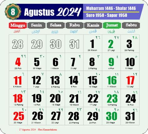 Kalender Agustus Lengkap Jawa Gabie Jocelyn