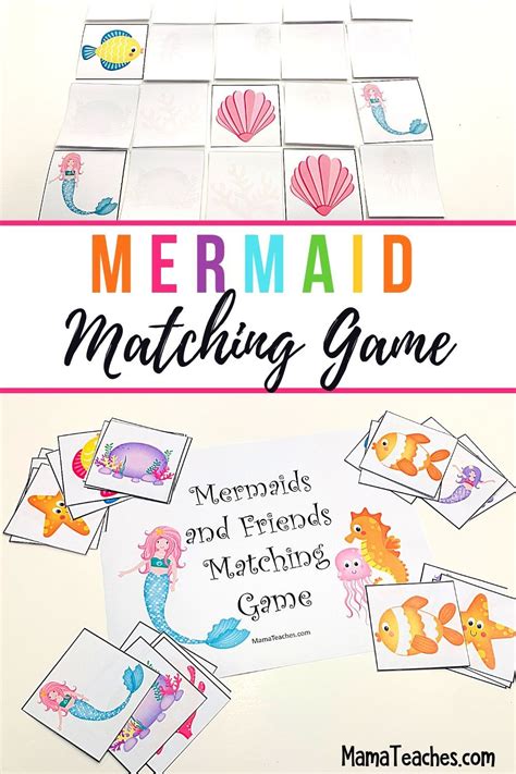 Free Printable Mermaid Matching Game Mama Teaches Matching Games