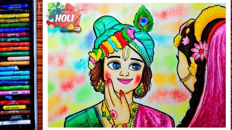 Radha Krishna Drawing Holi With Oil Pastel Easy Holi Drawing Radha