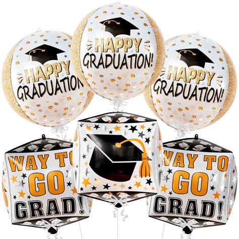 Buy KatchOn Graduation Balloons 2023 Black And Gold Big Pack Of 6