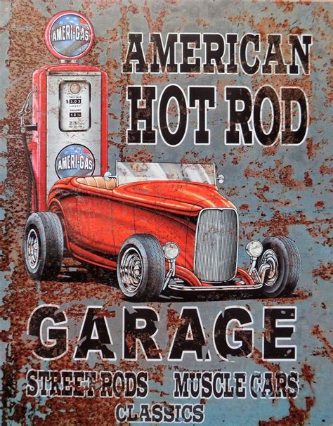 plaque métal Américaine AMERICAN HOT ROD GARAGE