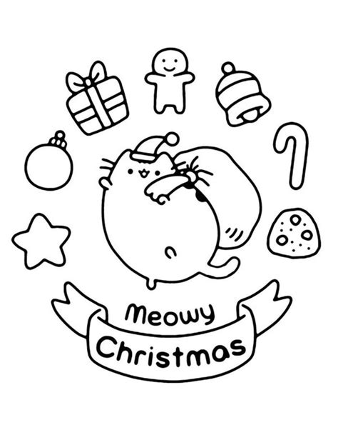 Christmas Pusheen Coloring Page