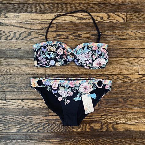 Nwt Johnny Was Black Butterfly Bikini Set Size Depop