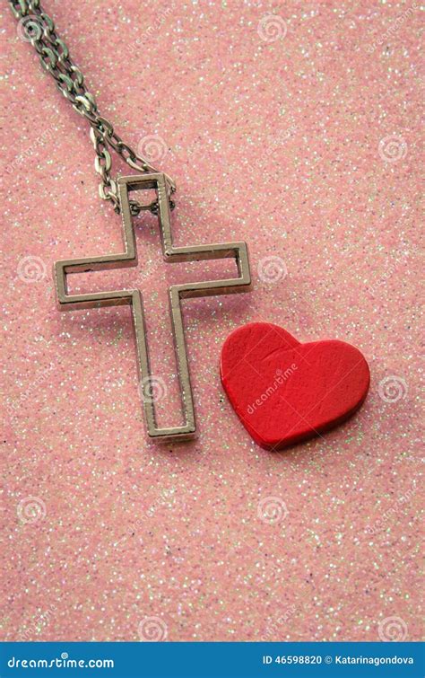 Cross Symbol And Heart Stock Photo - Image: 46598820