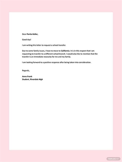 Sample Transfer Letter To Another Branch