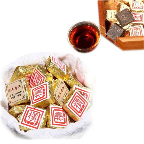 Chinese Pu Er Tea Ripe Puer Small Square Brick Black Tea Cooked Pu Erh