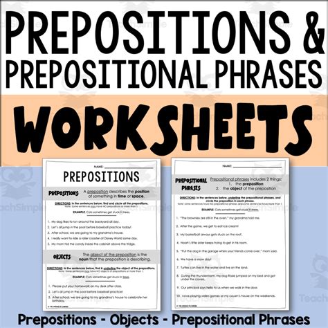 Prepositional Phrases Worksheets By Teach Simple