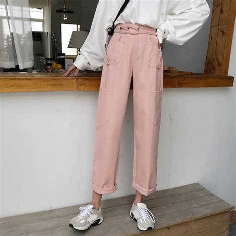 itGirl Shop | PASTEL AESTHETIC HIGH WAIST CUTE POCKETS CASUAL PANTS