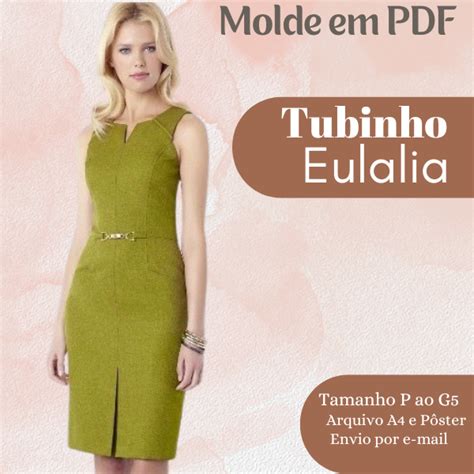 MOLDE EM PDF VESTIDO TUBINHO EULÁLIA Universo dos moldes Hotmart