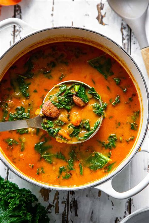 Spicy Sausage Sweet Potato And Kale Soup {paleo Whole30}