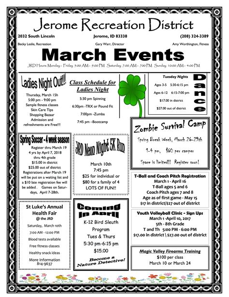 March Events | Jerome Recreation District