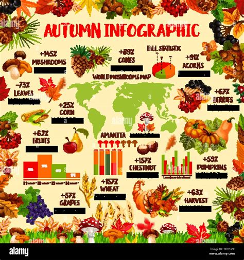 Autumn season nature infographic template. Fall harvest statistic graph ...