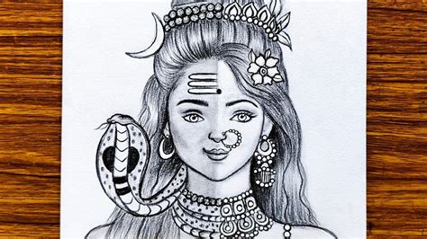 Shiva Parvati Drawing Ardhnarishwar Drawing Mahashivratri Special