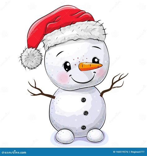 Cartoon Snowman Eat Ice Cream. Vector Clip Art Illustration Simple ...