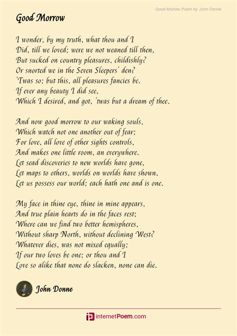 Good Morrow Poem by John Donne